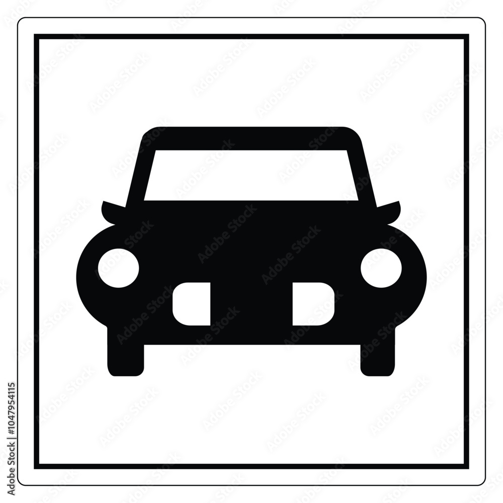 Simple Car Icon in Black and White Design Simple Car Icon in Black and White Design