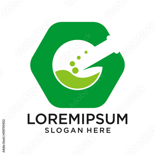 Hexagonal Green Laboratory Flask Letter G Logo