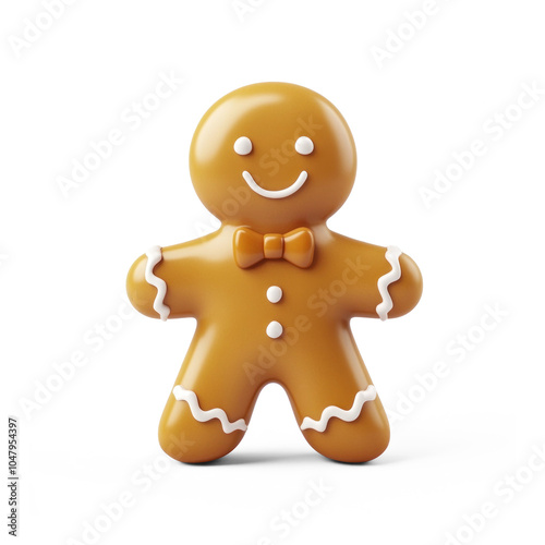 Gingerbread man 3D icon isolate on transparent background