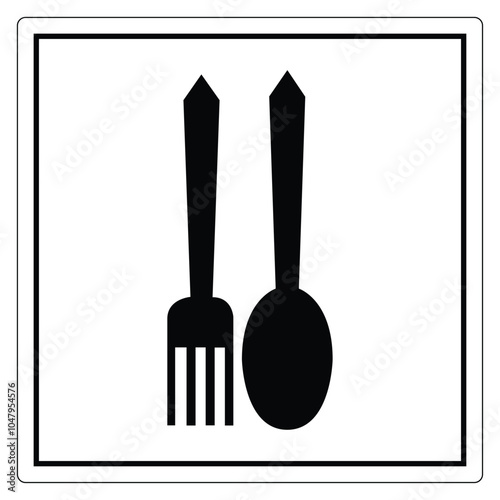 Simple Black Fork and Spoon Icon for Dining Themes