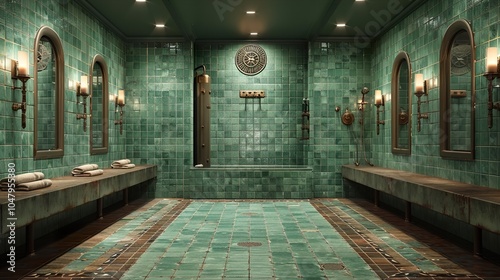 Luxury Green Tiled Bathroom Interior Design