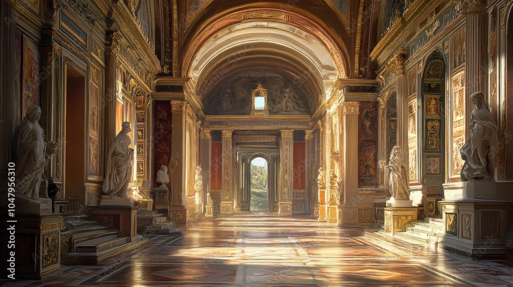 Grand Hallway in a Luxurious Palace Grand Hallway in a Luxurious Palace