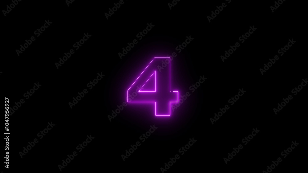Obraz premium Abstract neon light countdown 4 number illustration background 4k.