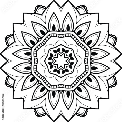 Mandala Art Circular Pattern in Form of Mandala With Flower for Henna, Mehndi, Tattoo, Decoration Decorative Ornament in Ethnic Oriental Style.