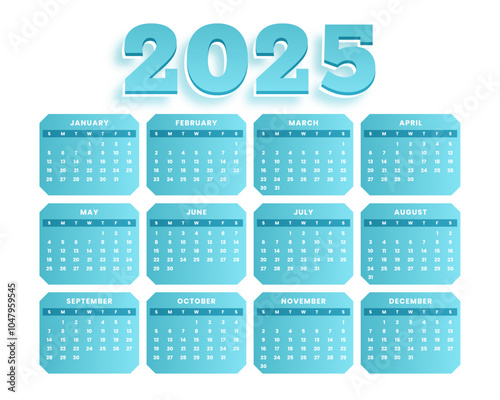 printable 2025 yearly calendar template business wall or desk