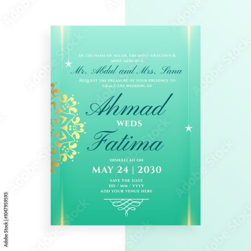 traditional muslim nikah e card flyer a printable design