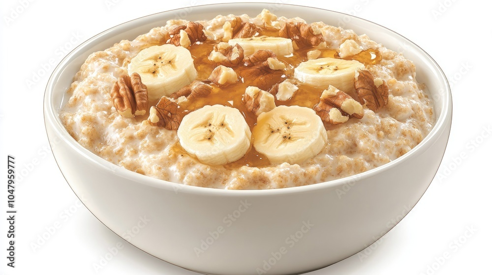 Healthy Bowl of Oatmeal with Bananas and Nuts Healthy Bowl of Oatmeal with Bananas and Nuts