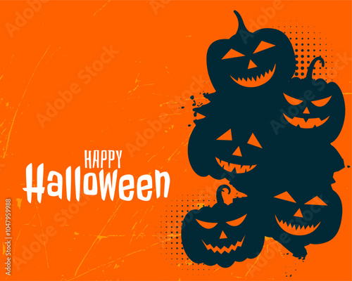 happy halloween holiday orange background with pumpkin