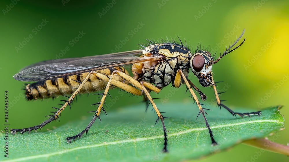 Close-Up of Insect on Leaf with Detailed Features Close-Up of Insect on Leaf with Detailed Features