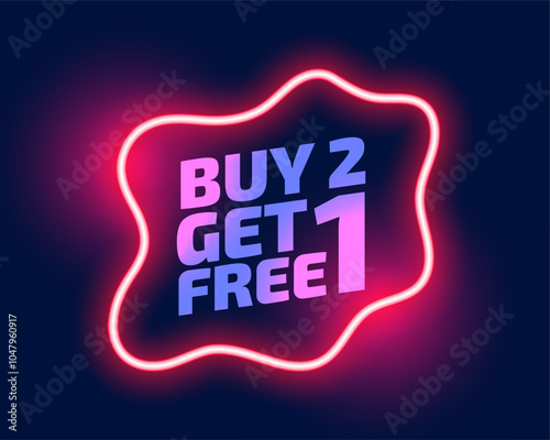 buy 2 get 1 free promo background with glowing neon effect