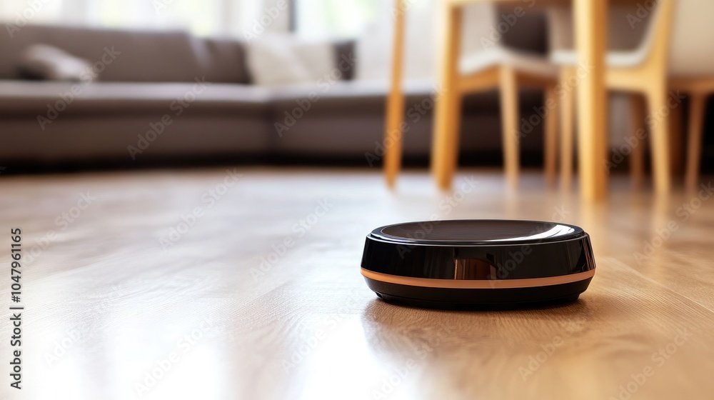 Modern Robotic Vacuum Cleaning a Stylish Home Modern Robotic Vacuum Cleaning a Stylish Home