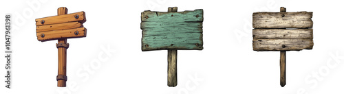 Wooden Signs with Transparent Background for Design Use