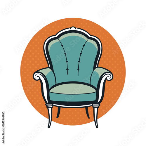 Retro Chair Retro Vintage Illustration T-shirt Design Art.