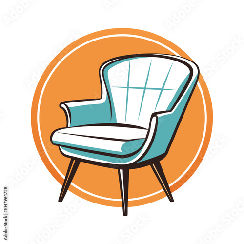 Retro Chair Retro Vintage Illustration T-shirt Design Art.