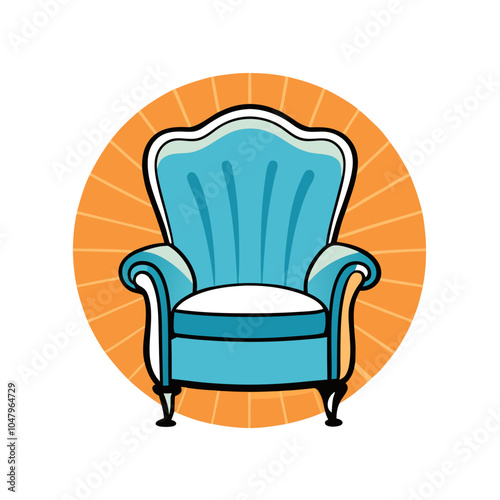 Retro Chair Retro Vintage Illustration T-shirt Design Art.