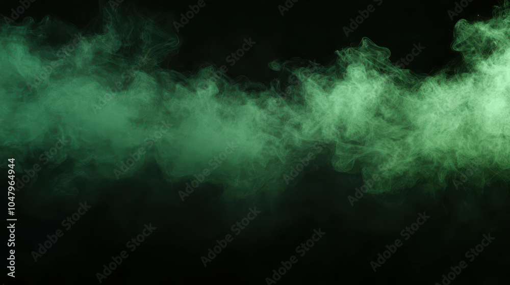 Fototapeta premium Gentle Green Mist Floating in Dark Background