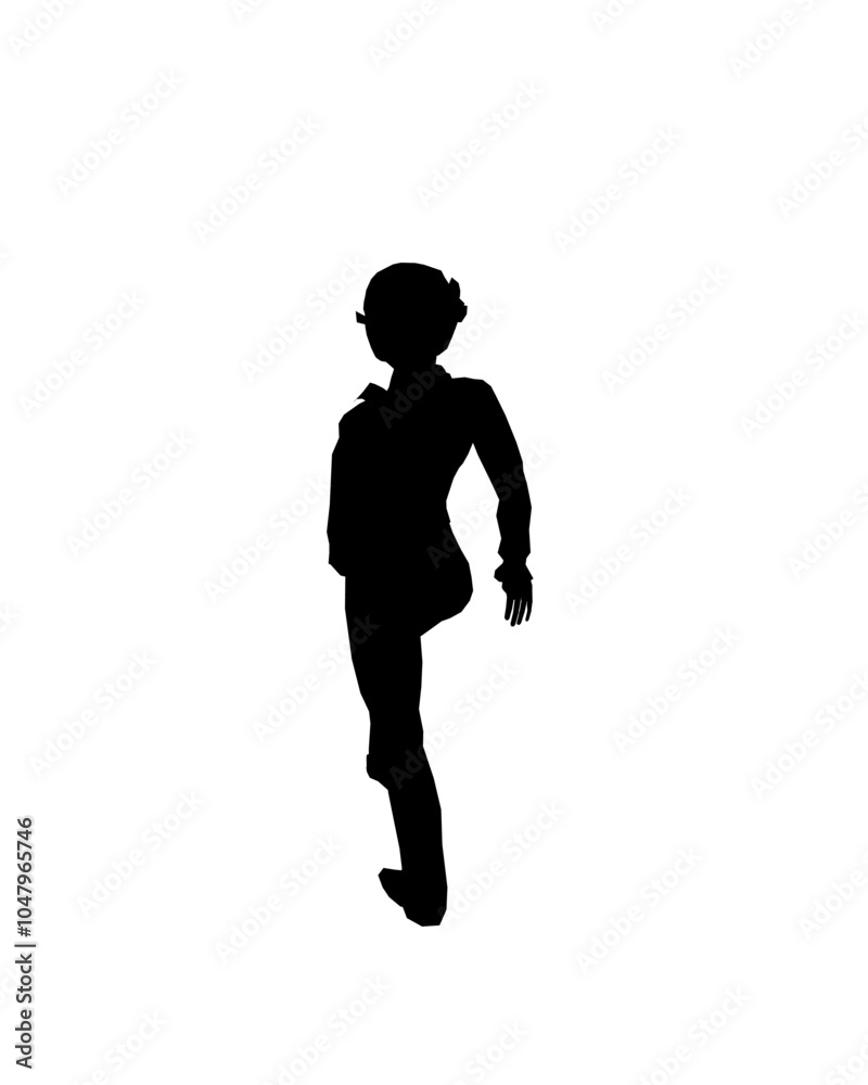 Silhouette of a girl in trousers, shirt and glasses. The girl stands with one leg forward and one hand on her hip. Vector illustration. Silhouette of a girl in trousers, shirt and glasses. The girl stands with one leg forward and one hand on her hip. Vector illustration.