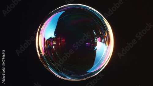 A Rainbow Bubble on a Black Background