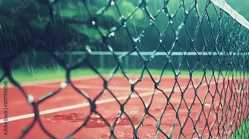 Rainy Day on the Tennis Court.