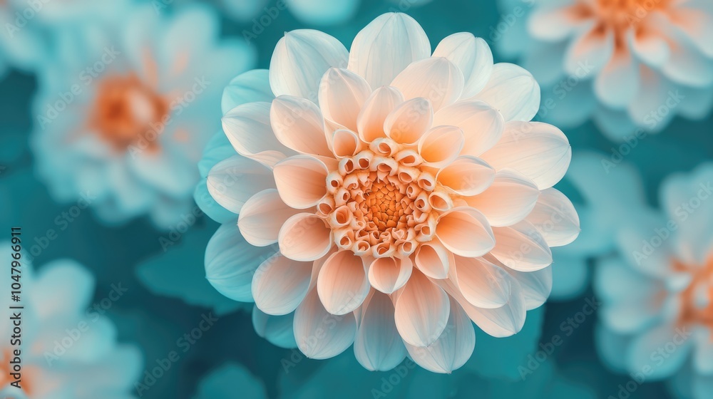 A soft, pastel-colored flower with delicate petals, surrounded by a soothing blue backdrop. A soft, pastel-colored flower with delicate petals, surrounded by a soothing blue backdrop.