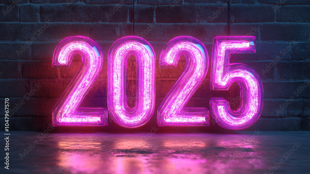 Happy new year 2025 number neon lights wallpaper, 3D modern cyberpunk pink purple blue fashion background banner template Happy new year 2025 number neon lights wallpaper, 3D modern cyberpunk pink purple blue fashion background banner template