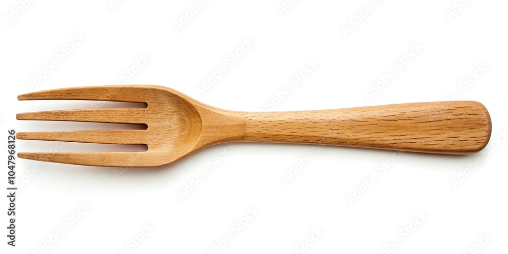 Symmetrical wooden fork isolated on white background Symmetrical wooden fork isolated on white background