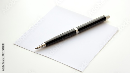 Blank White Sheet of Paper with a Pen photo