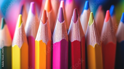 Colorful Pencils in a Row