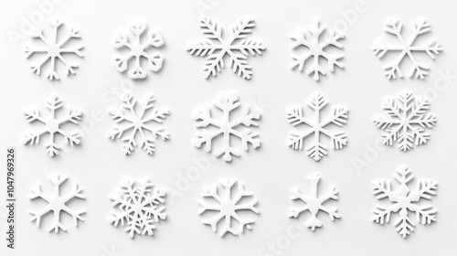 Soft White Snowflakes on a Light Background