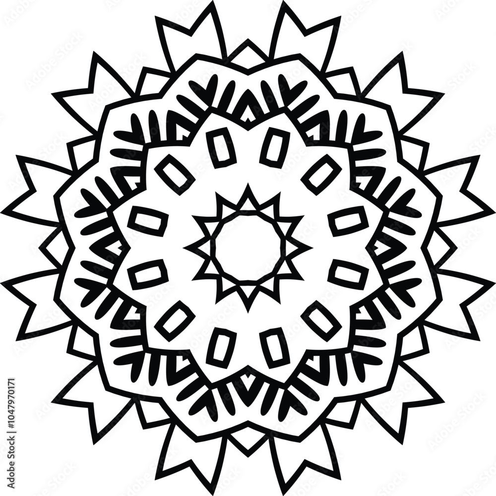 Flower Mandala Art Drawing Circular Pattern in the Form of a Mandala Decorative Ornament in Ethnic Oriental Style. Flower Mandala Art Drawing Circular Pattern in the Form of a Mandala Decorative Ornament in Ethnic Oriental Style.