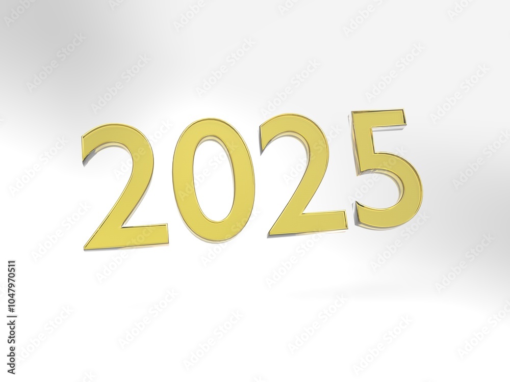 New year 2025 in gold, white background for new year design New year 2025 in gold, white background for new year design