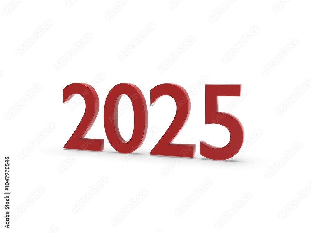 New year 2025 in red white background for new year design New year 2025 in red white background for new year design