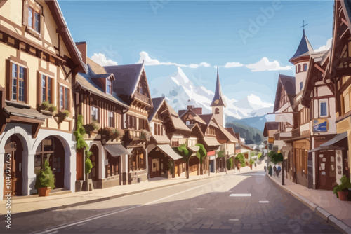 historic town alpine architecture main street