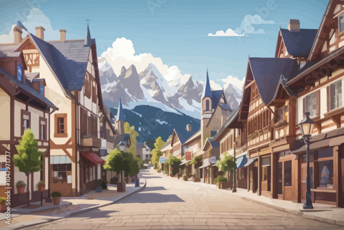 historic town alpine architecture main street