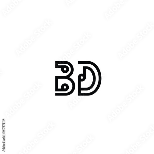 BD monogram logo design letter text name symbol monochrome logotype alphabet character simple logo