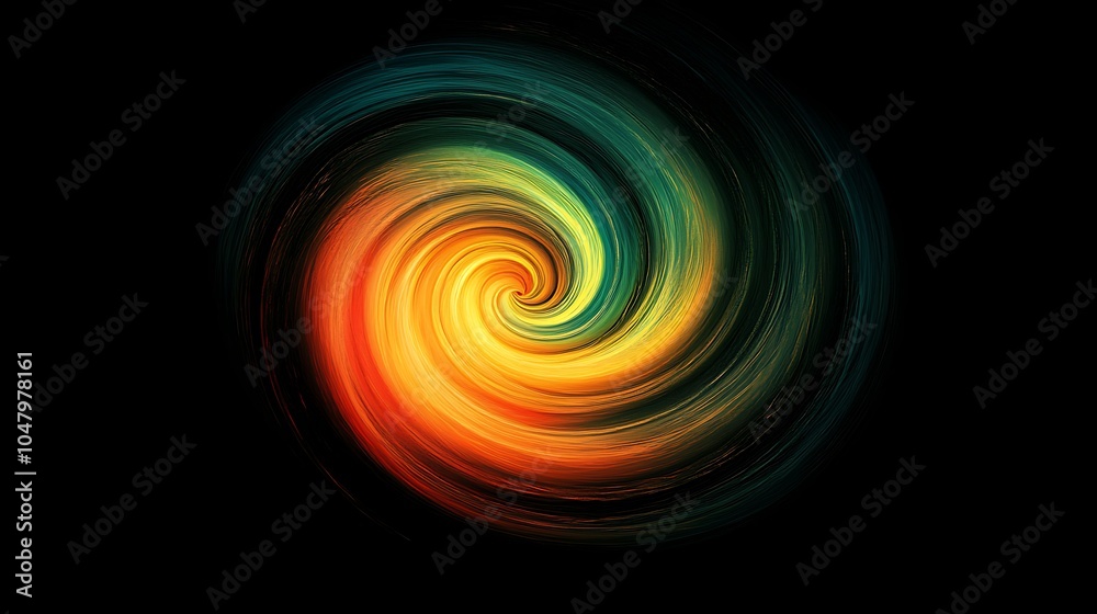 A vibrant, abstract spiral design with swirling colors of red, orange, yellow, and green against a black background. A vibrant, abstract spiral design with swirling colors of red, orange, yellow, and green against a black background.
