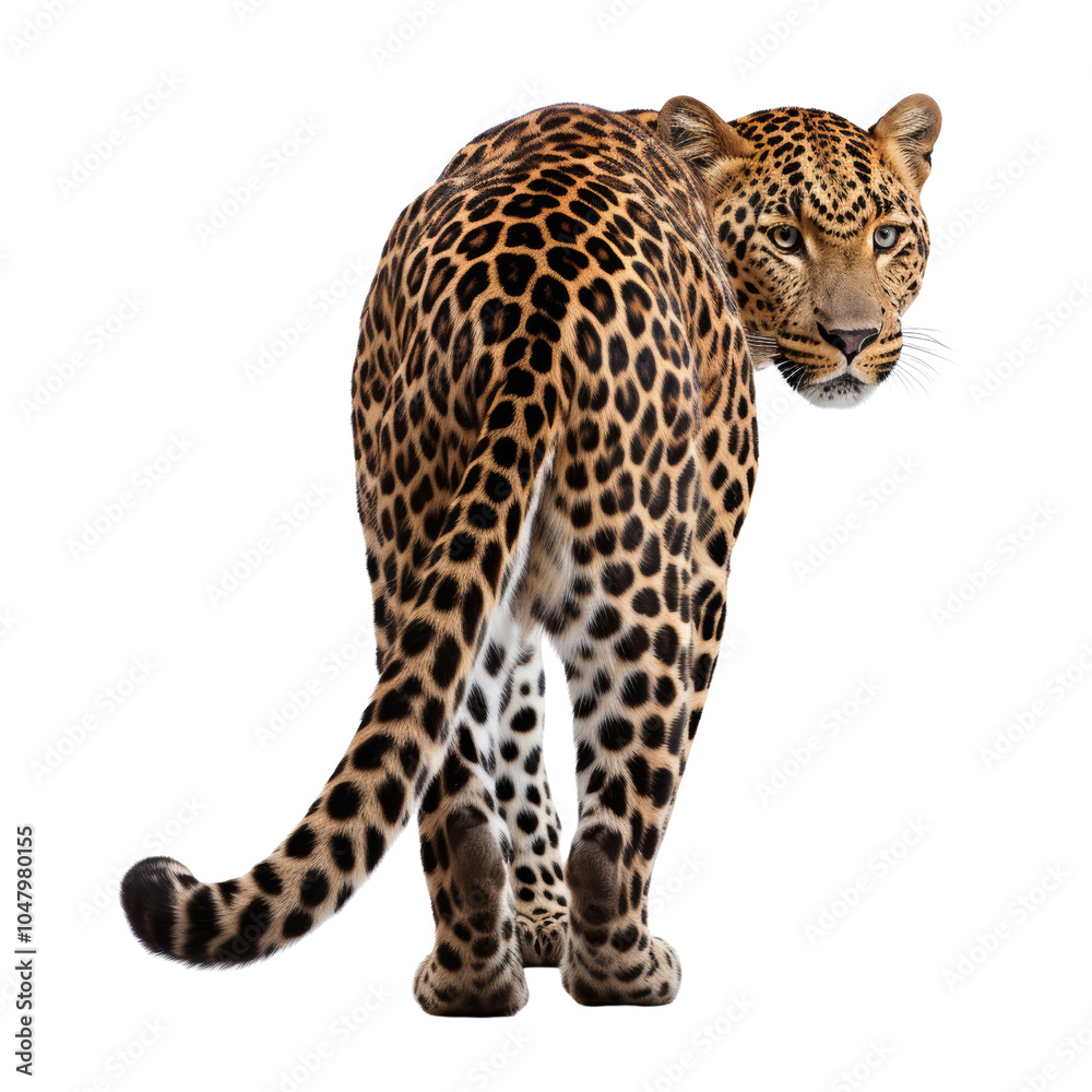 leopard back view isolated on transparent background cutout leopard back view isolated on transparent background cutout