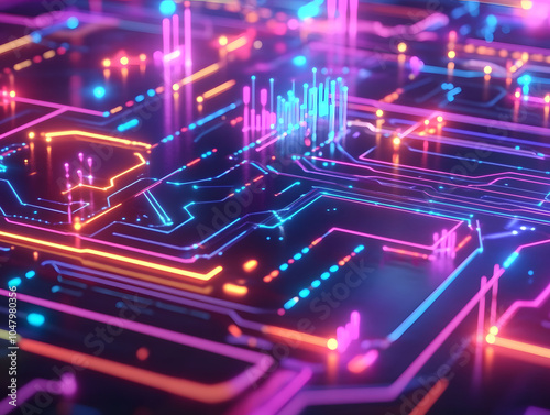 Futuristic Machine Learning Concept with Vibrant Colors