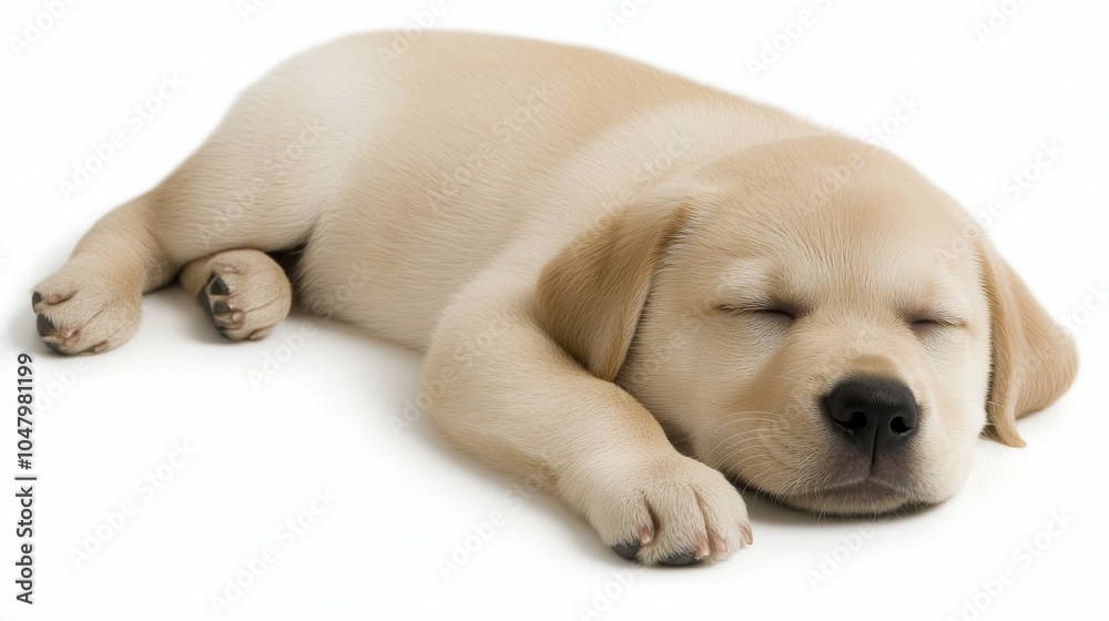 Adorable Golden Retriever Puppy Sleeping on White Background Adorable Golden Retriever Puppy Sleeping on White Background