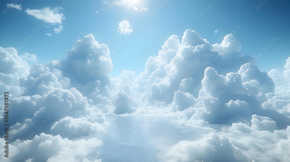 Fototapeta premium Cloudscape Illustration with Sun