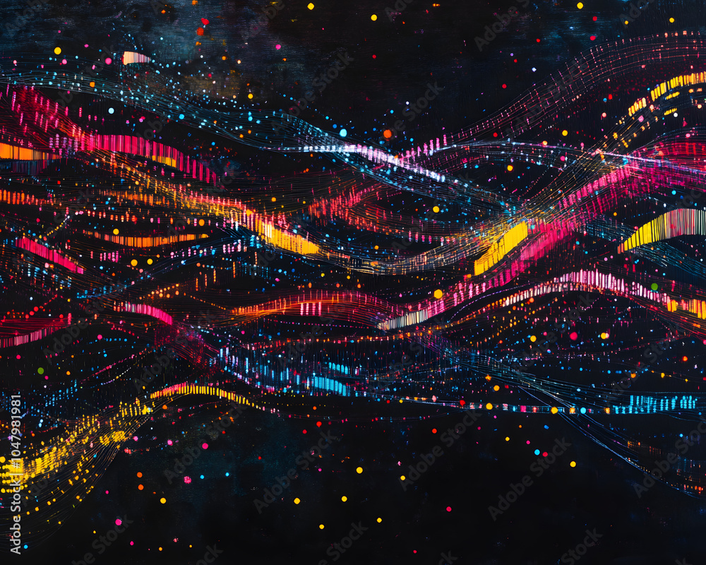 Fototapeta premium Mesmerizing Abstract Composition of Glowing Neon Waves