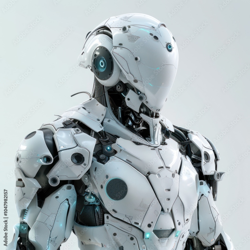 Futuristic Android Cyborg Robot in Armored Suit, Artificial intelligence concept, AI generated image Futuristic Android Cyborg Robot in Armored Suit, Artificial intelligence concept, AI generated image