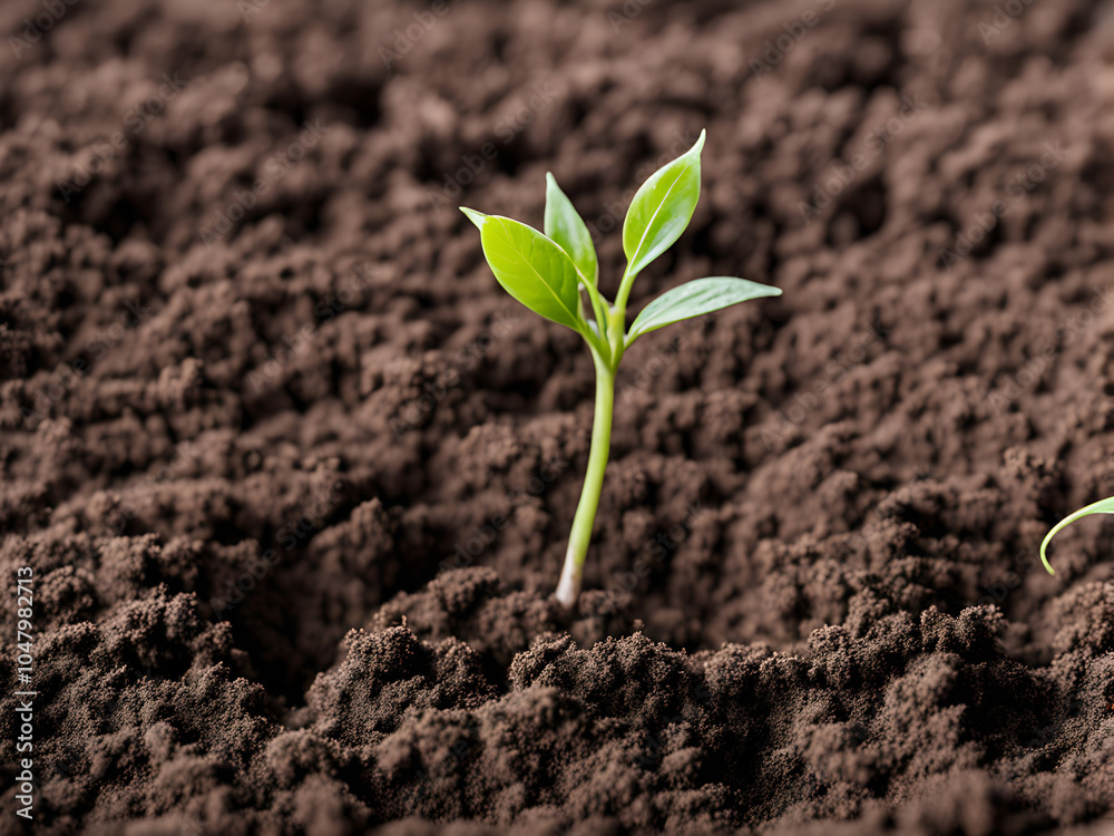 Young plant springing up out of the soil Young plant springing up out of the soil