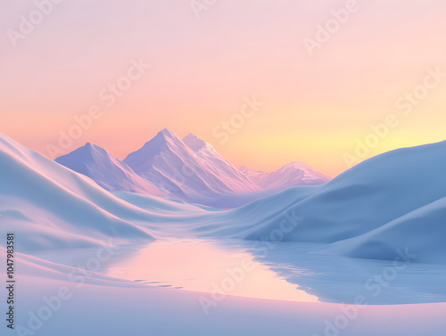 Serene Sunset Glow Over Winter Mountains