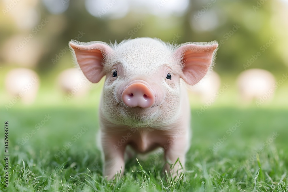 Cute Piglet in Lush Green Farmland Highlighting IoT Role in Management Cute Piglet in Lush Green Farmland Highlighting IoT Role in Management