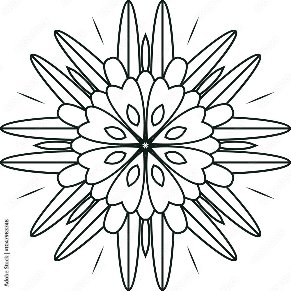 Obraz premium Flower Petal Mandala Art Circular Pattern in the Form of a Mandala Decorative Ornament in Ethnic Oriental Style.