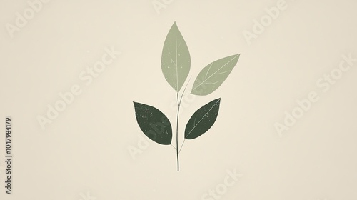 Minimalist vector design of a green leaf, emphasizing simplicity through the use of basic shapes and a limited color palette. This elegant representation captures the essence of nature 