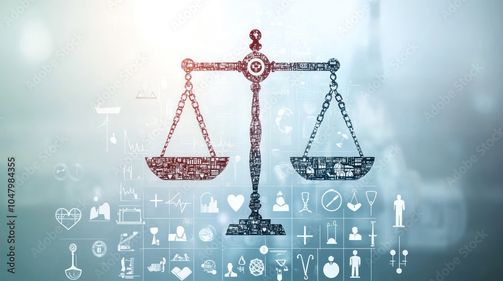 Scales of Justice with Medical Symbols