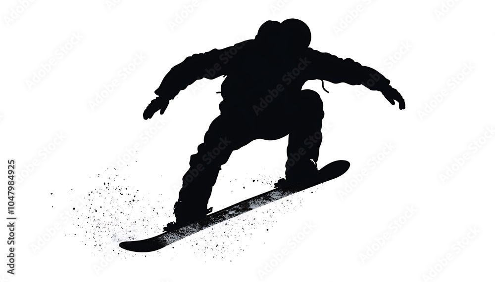A silhouette of a snowboarder in mid-air, showcasing action and athleticism. A silhouette of a snowboarder in mid-air, showcasing action and athleticism.