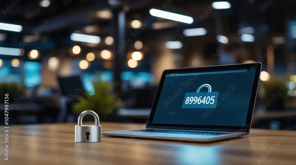 Cyber Security Concept with Laptop and Padlock